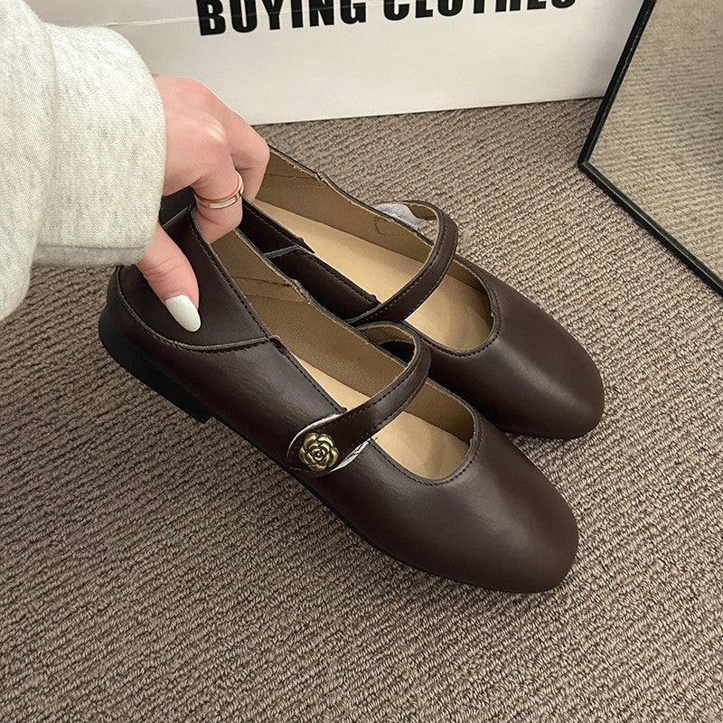 Flat Black Mary Jane Shoes For Women, 2025 Spring New Round-Toe Shallow Slip-On Versatile Commuting Shoes - Image 3