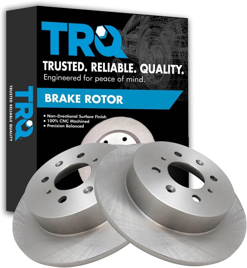 TRQ Rear Brake Rotors Set Solid Compatible with 2002-2003 Honda Civic - Image 1
