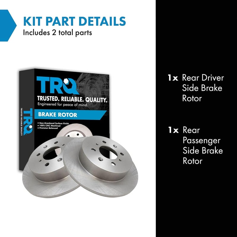 TRQ Rear Brake Rotors Set Solid Compatible with 2002-2003 Honda Civic - Image 2