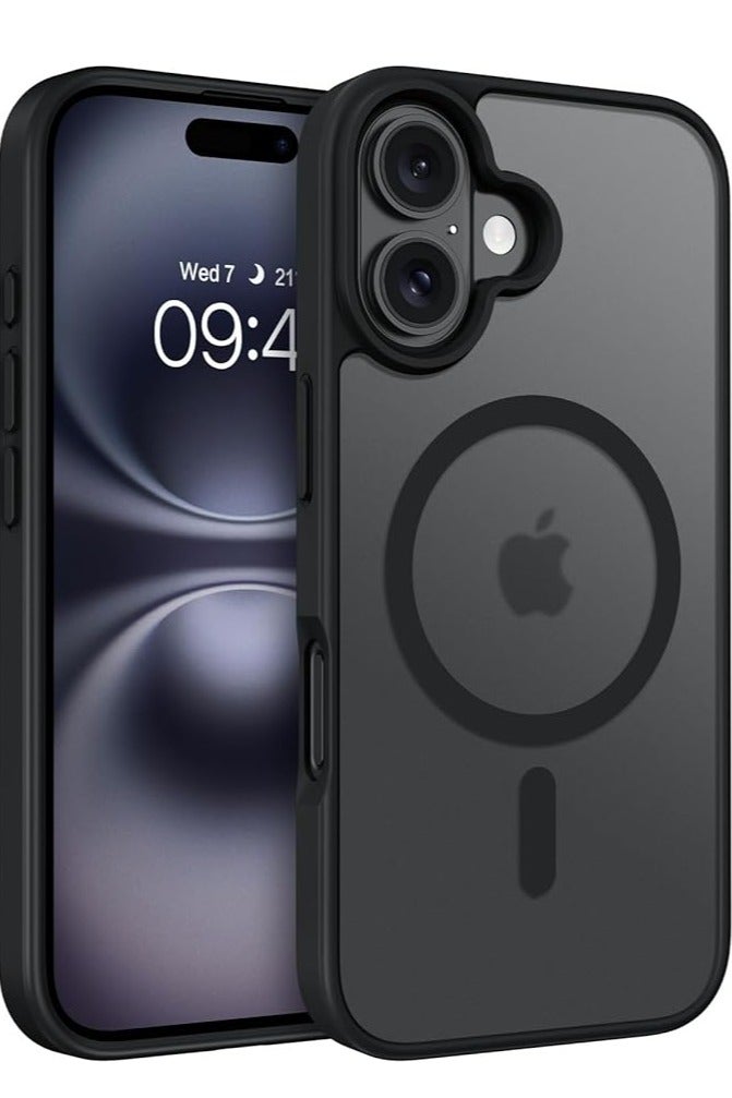 جراب لهاتف ايفون 16، متوافق مع ماج سيف ، حماية ضد الصدمات، مقاوم للخدش، ظهر غير لامع، جراب هاتف محمول من السيليكون الناعم TPU لهاتف ايفون16 بوصة، جراب مغناطيسي أسود