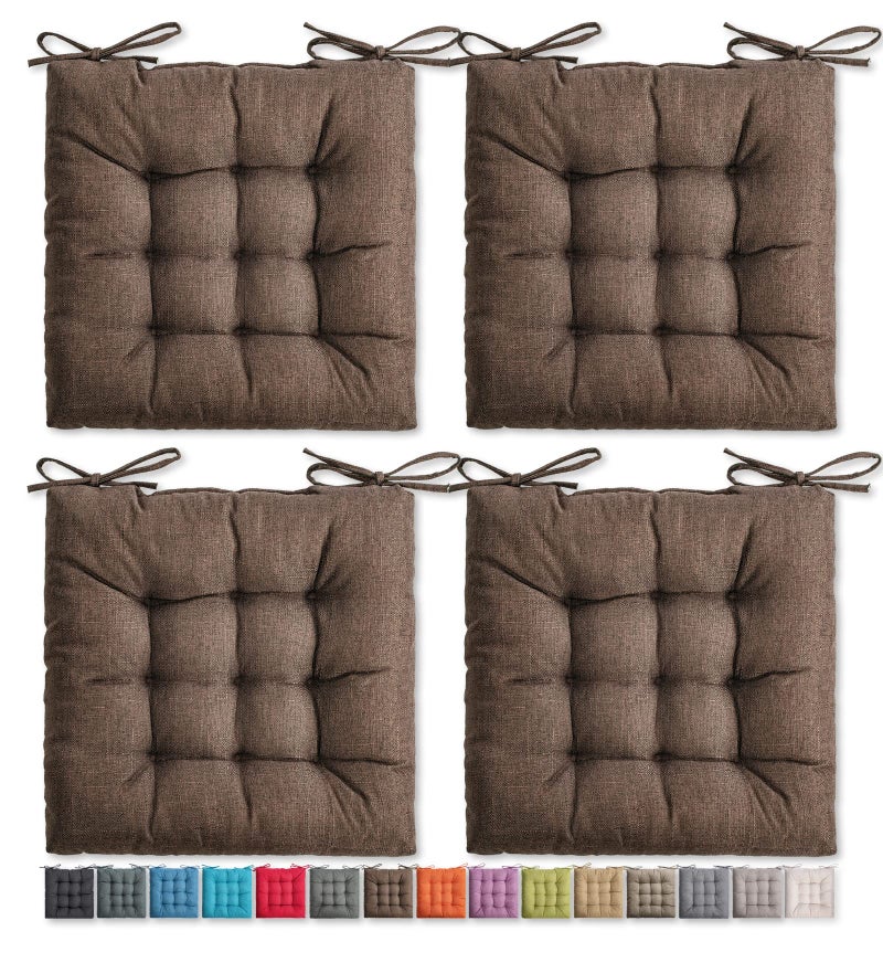 SQUARE MOON 4 Pack Chair Cushions Seat Cushions Chair Pads Chair Mat for Indoor Outdoor Dining Chair Kitchen Chairs Dining Room Chairs 16  16  4 Pack Black Coffee