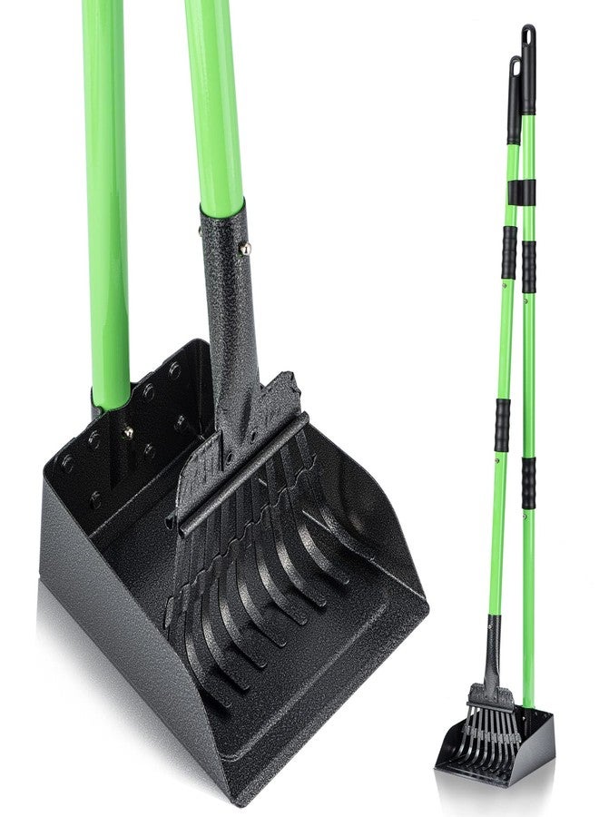 MXF Pooper Scooper, Dog Pooper Scooper Long Handle Stainless Metal Tray and Rake Set for Medium Small Dogs Heavy Duty - Use on Grass, Dirt or Gravel - Pet Supplies (Green) - Image 1