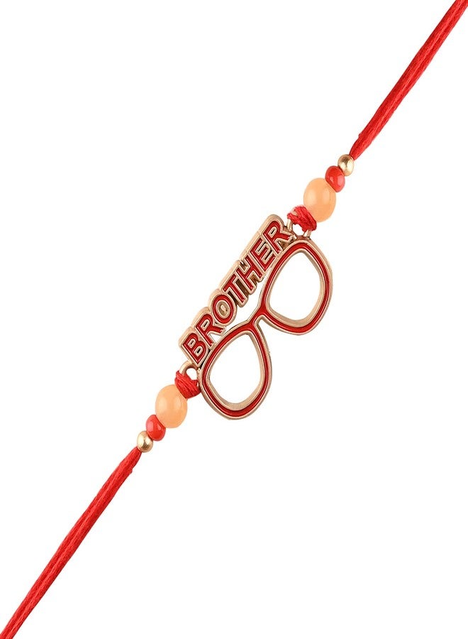 ARENDELLE Gold Plated “BRO with Specs” Rakhi | Designer Rakhi for Stylish Brother | Raksha Bandhan 2025 [RA221] - Image 1