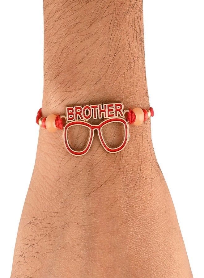 ARENDELLE Gold Plated “BRO with Specs” Rakhi | Designer Rakhi for Stylish Brother | Raksha Bandhan 2025 [RA221] - Image 2
