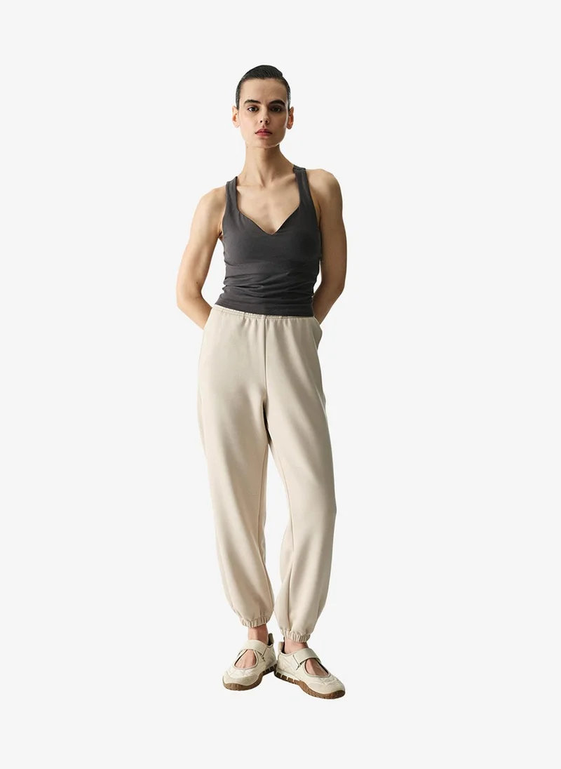 بنتي Women Cotton Modal Blend Twisted Back Khaki Top