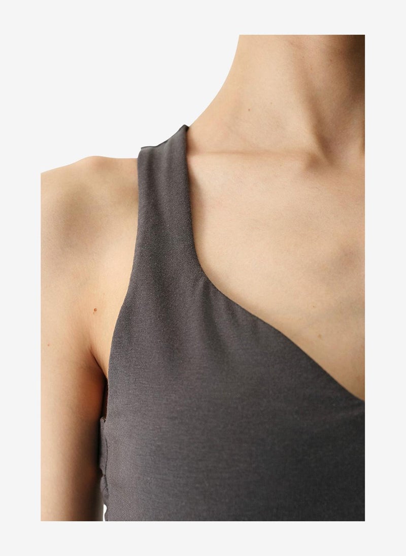 Penti Women Cotton Modal Blend Twisted Back Khaki Top - Image 4