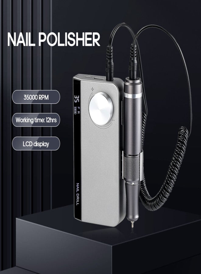 Portable Nail Drill Machine 35000 RPM Rotation Rate Adjustable Electric Nail Manicure Tool - Image 2