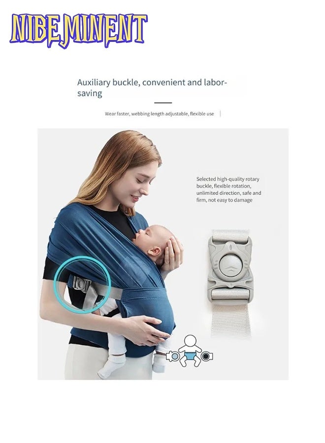 NIBEMINENT Baby Wrap Carrier Slings, Versatile Front-Facing Baby Sling Wrap Carrier, Adjustable Baby Carrier, Original Stretchy Infant Sling, Perfect for Newborn Babies and Children , Blue - Image 5