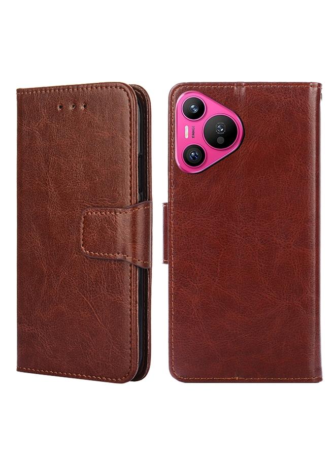 زبون جراب لهاتف Huawei Pura 70 5G مصنوع من الجلد بنسيج كريستالي - Image 1