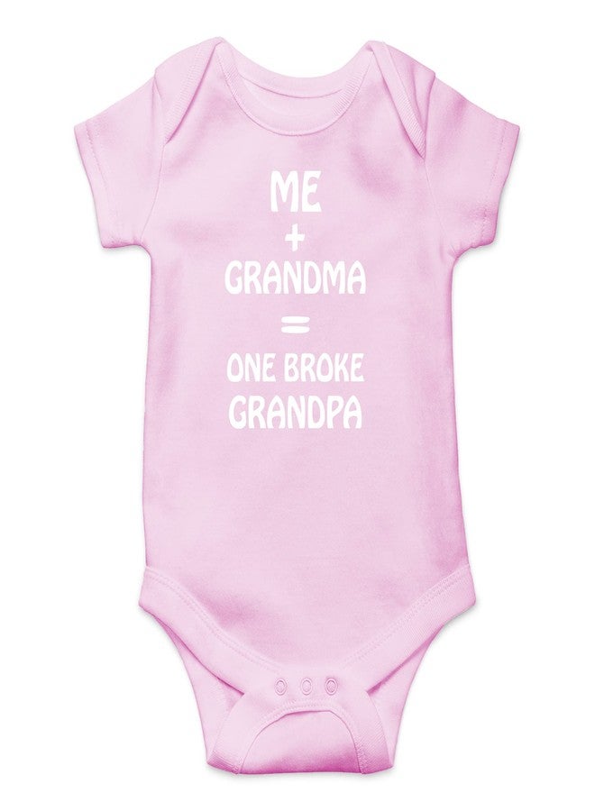 CBTwear Me + Grandma One Broke Grandpa - Baby Clothes - Funny Newborn Bodysuit Outfits for Boys and Girls (Newborn, Pink) - Image 1