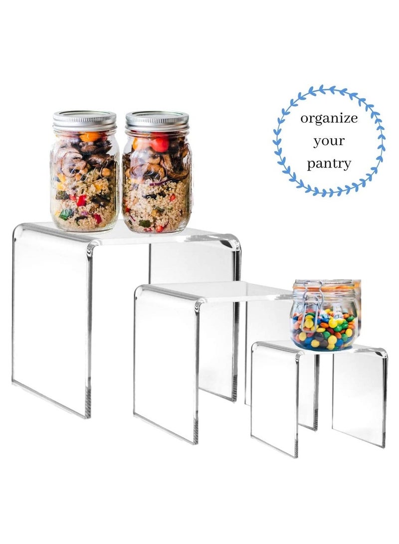 إي وورلد مجموعة من 3 حامل عرض أكريليك شفاف وحامل ليلي للمجوهرات والأغراض الزخرفية - Image 3