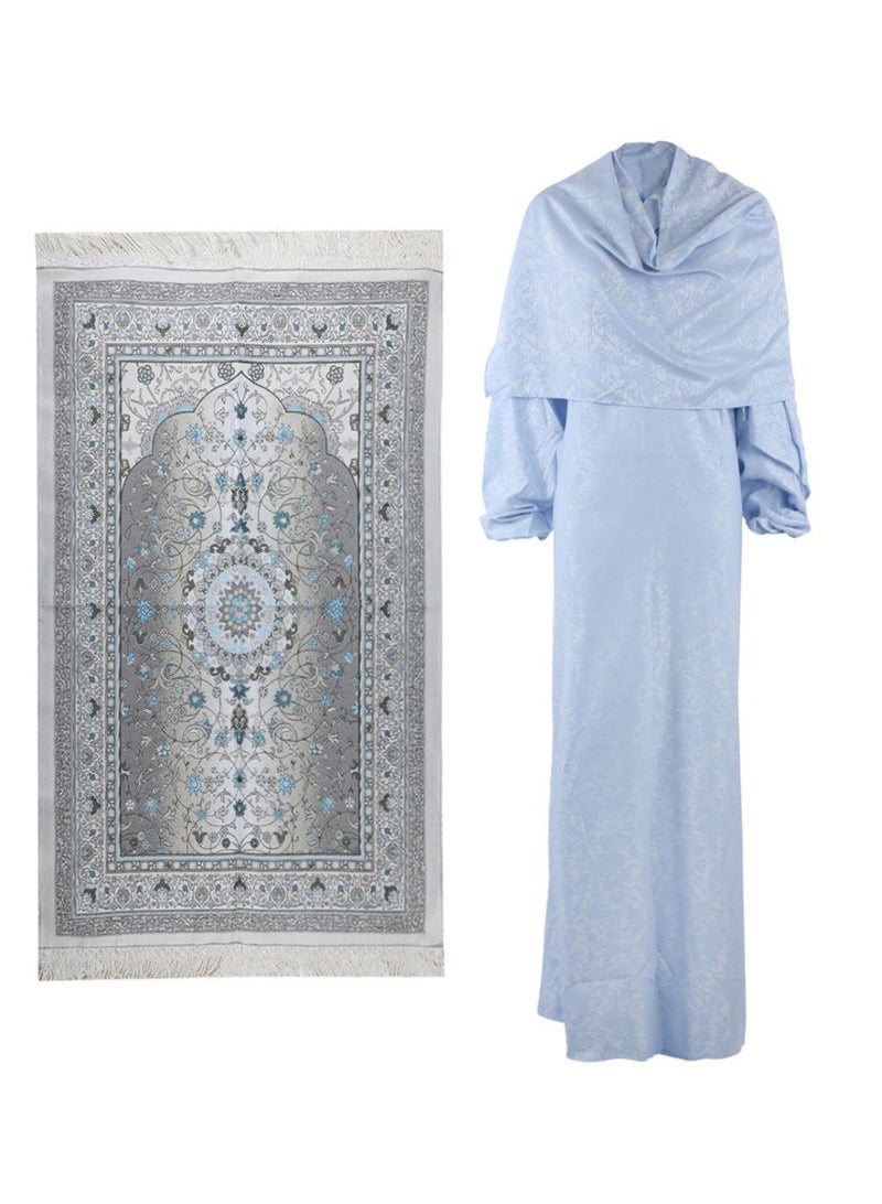 Manasek Boxed Prayer Mat With Dress_02a Blue - Image 1