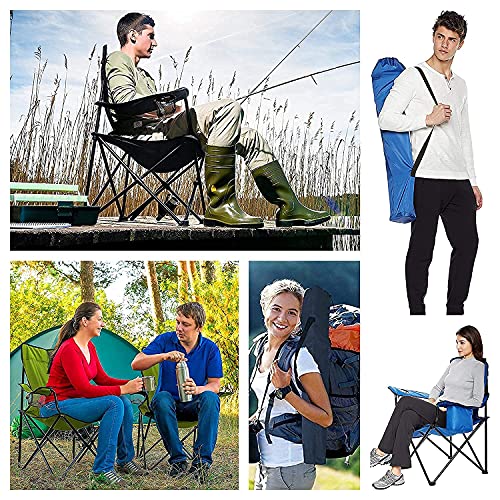PRECHANA Nylon Camping Folding Chair Outdoor Garden, Picnic, Travelling, Lawn, Patio Outdoor Collapsible Chairs With Carrying Bag (Navy Blue) - Image 2