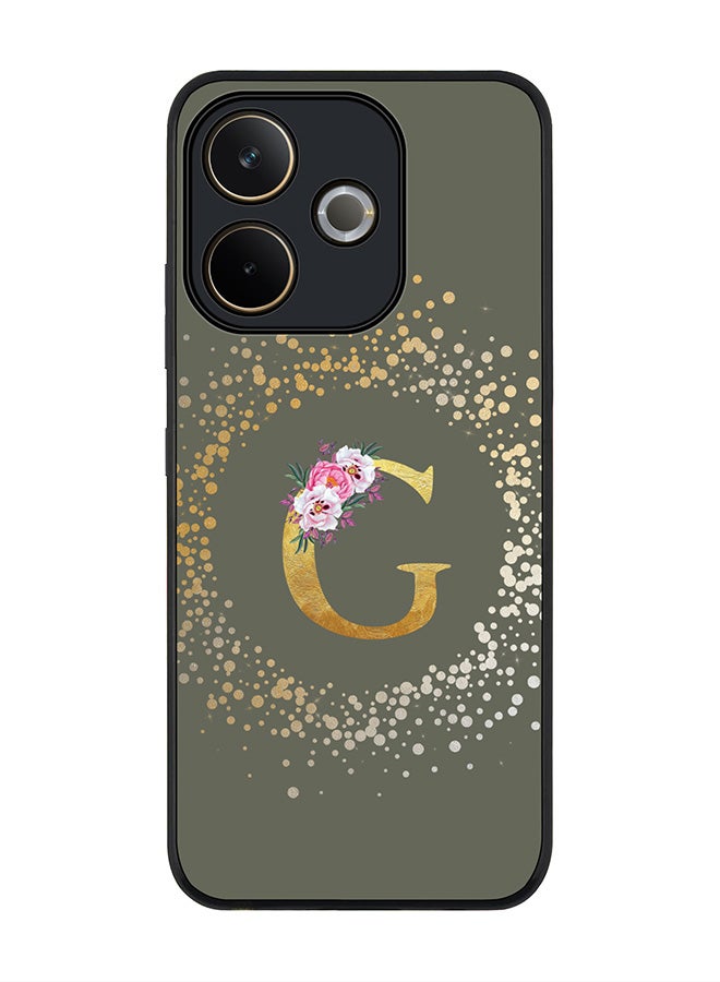 Stylizedd For Oppo A5 Pro 5G / A5 Pro 4G / 5G Case,Slim fit Camera Protection, Shockproof Thin Phone cover  - Custom Monogram Floral - G  (Olive Green ) - Image 1