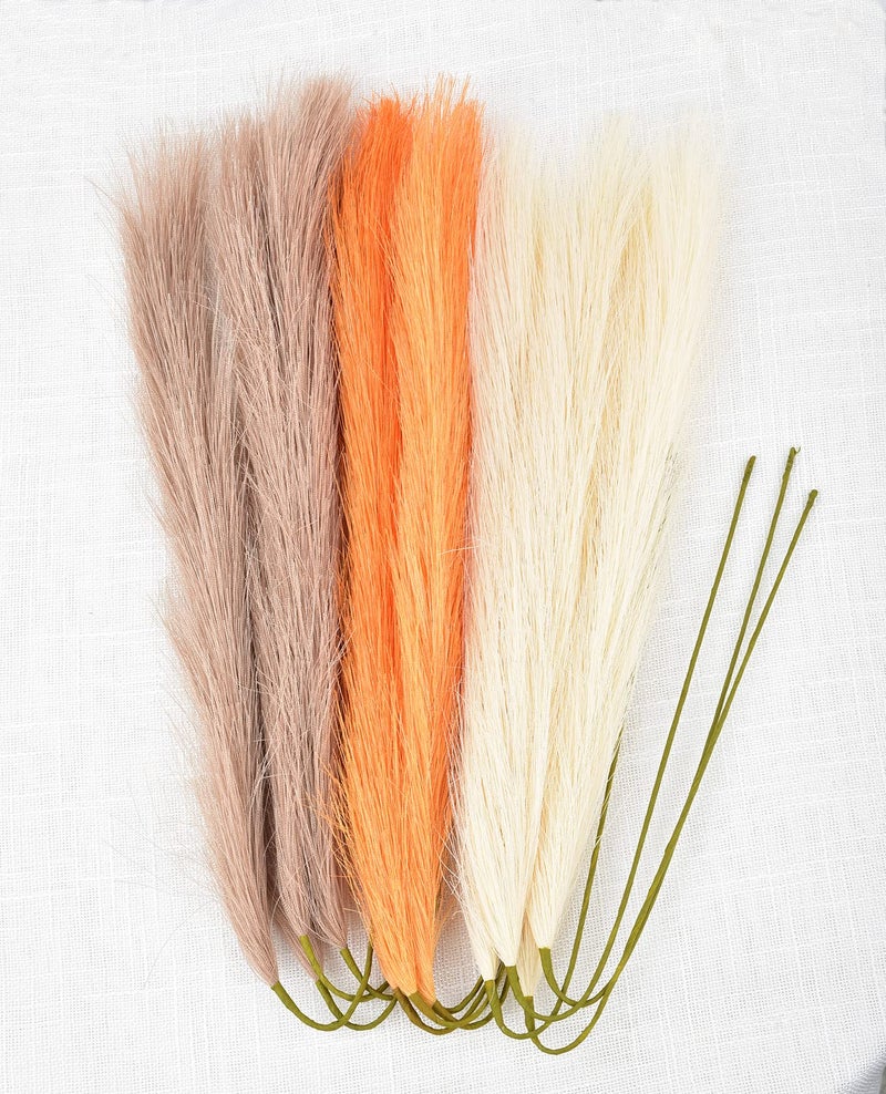 LSKYTOP Orange Pampas Grass Decor,23Inch 12pcs Faux Pampas Grass Bouquets Artificial Pampas Fake Pampas Flower for Home Living Room Bedroom Vase Decor - Image 5