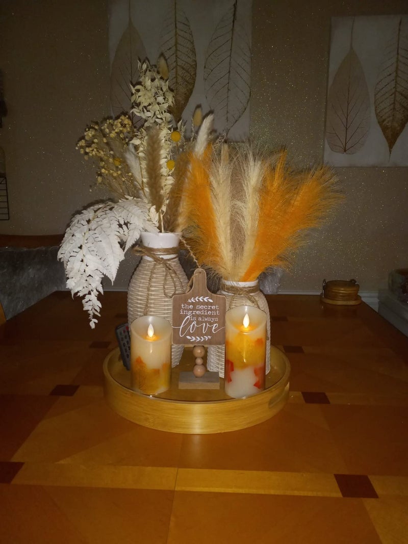 LSKYTOP Orange Pampas Grass Decor,23Inch 12pcs Faux Pampas Grass Bouquets Artificial Pampas Fake Pampas Flower for Home Living Room Bedroom Vase Decor - Image 4
