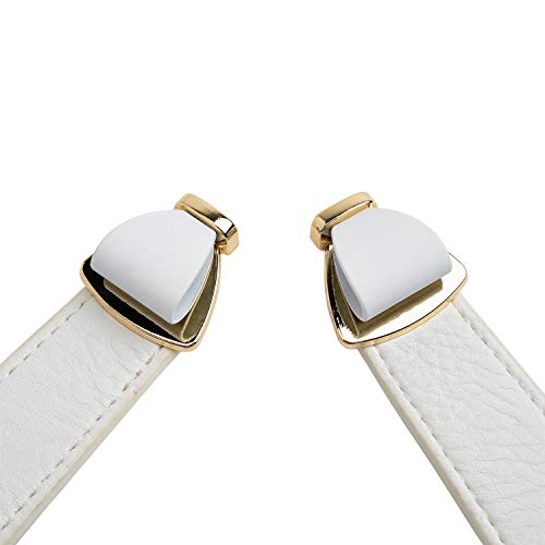 Syuer Women's 1" Width Bow Skinny Elastic Waist Belt - Stretchy Thin Belt (S-M (26"-32"), Off-White) - Image 4