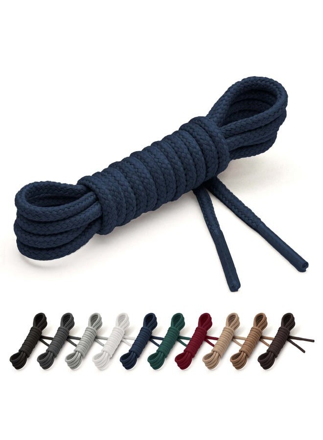 Benchmark Basics Dress Shoe Laces - 1/10" (2.5mm) Round Waxed Shoelaces - Choice of Color & Length - 27”, 30", 33" or 36", Navy Blue, 30 Inch - Image 1