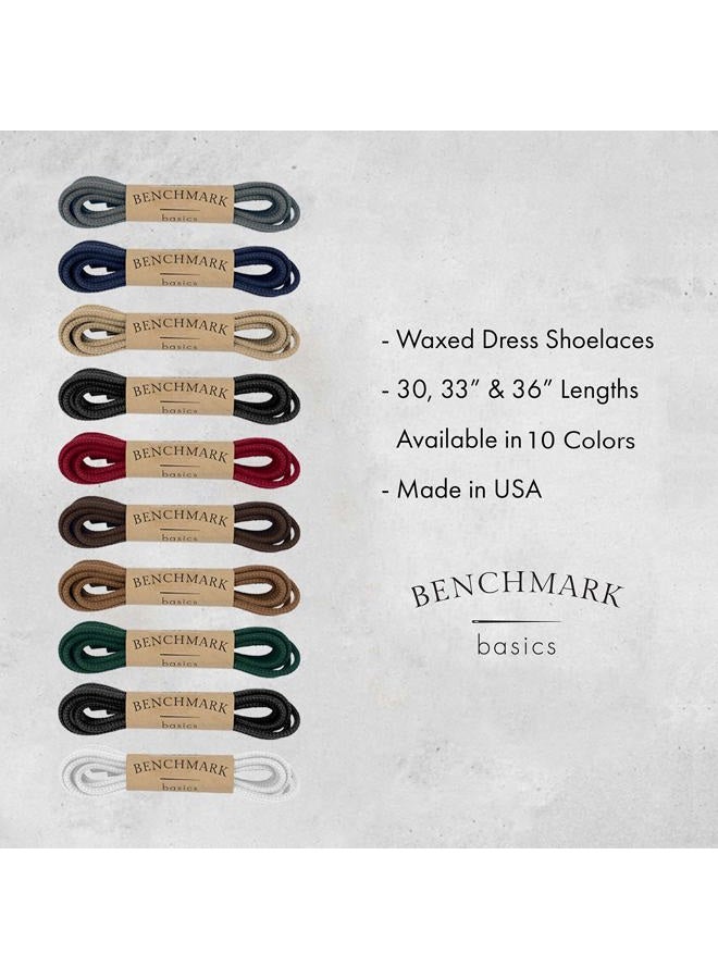 Benchmark Basics Dress Shoe Laces - 1/10" (2.5mm) Round Waxed Shoelaces - Choice of Color & Length - 27”, 30", 33" or 36", Navy Blue, 30 Inch - Image 4
