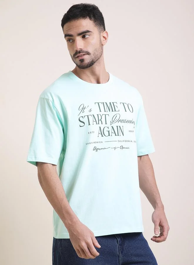 Difference of Opinion Men Oversized Slogan Print T-Shirt