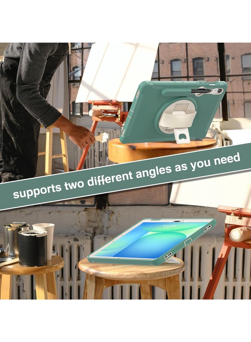 عام حافظة أطفال لوحي جالاكسي تاب S10 FE 2025/S9 FE 2023 مقاس 10.9 بوصة - غطاء متين مضاد للصدمات مع حامل دوار 360 درجة ورباط يدوي للحماية من السقوط - Image 2