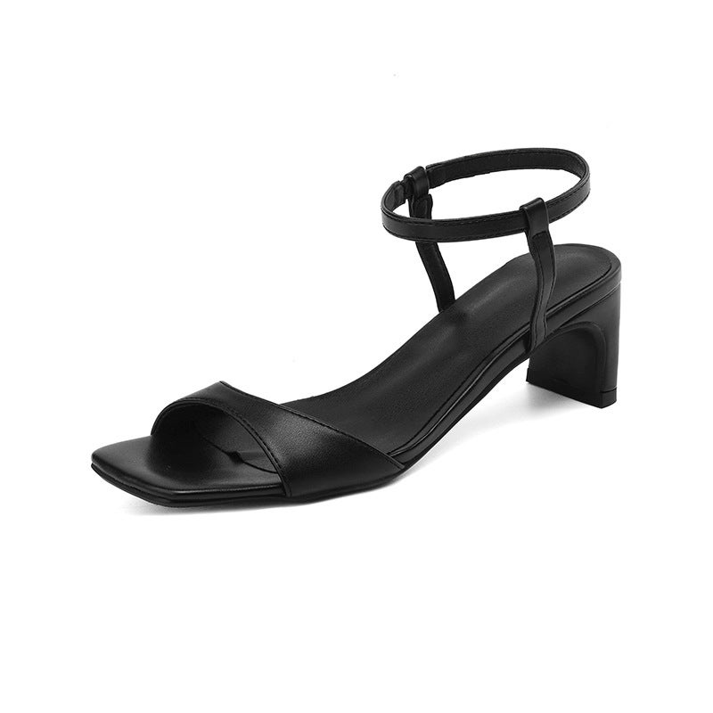 2024 Fashion Mid-Heel Square 32-43 Buckle Open Toe Elegant Women'S Sandals - Image 1