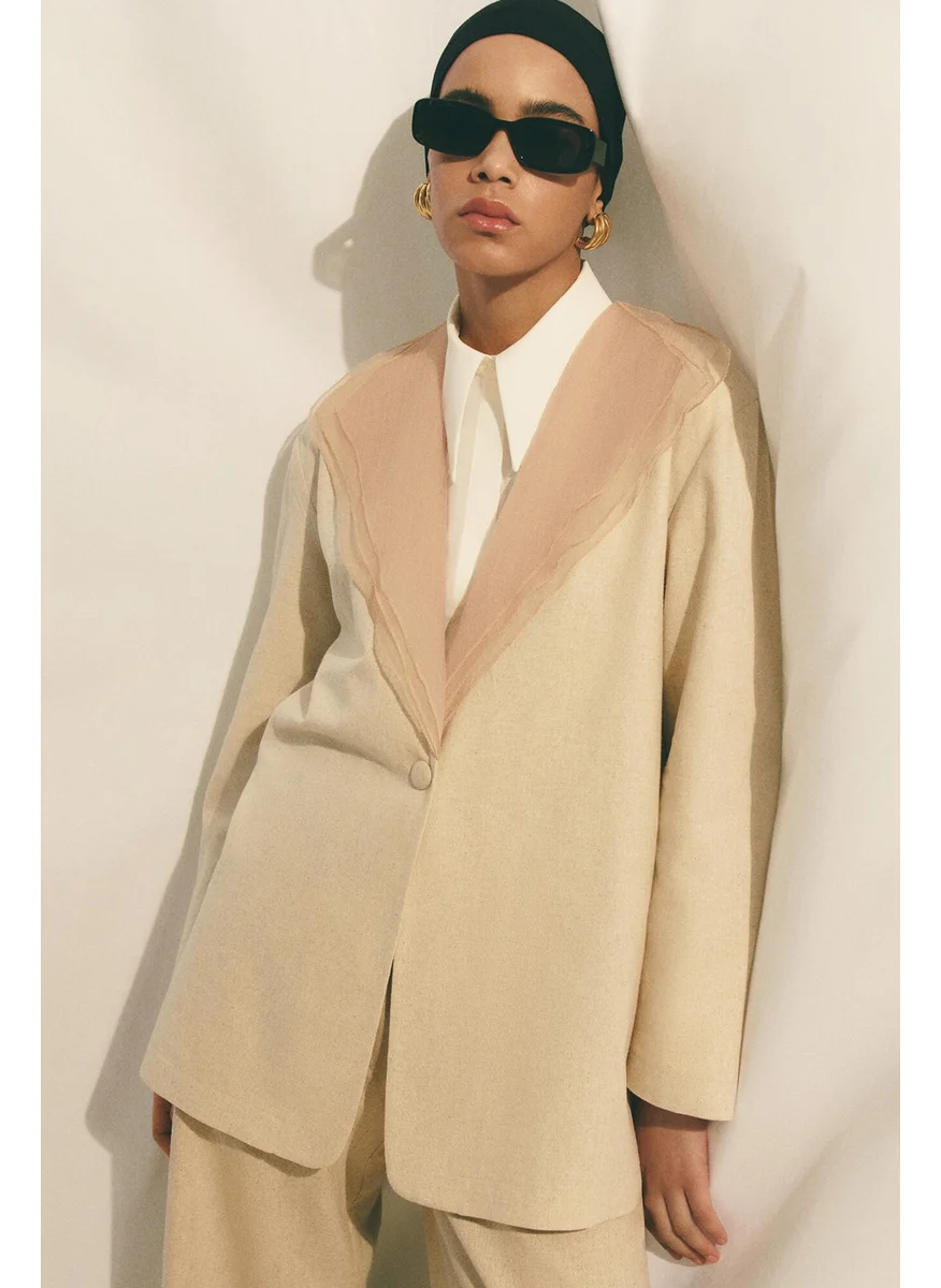 Touche Collar Organza Linen Jacket