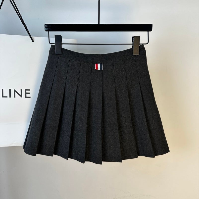Woolen fabric skirt for women's autumn and winter new style high waist slimming college style TB pleated skirt winter skirt thick A-line skirt - Image 3