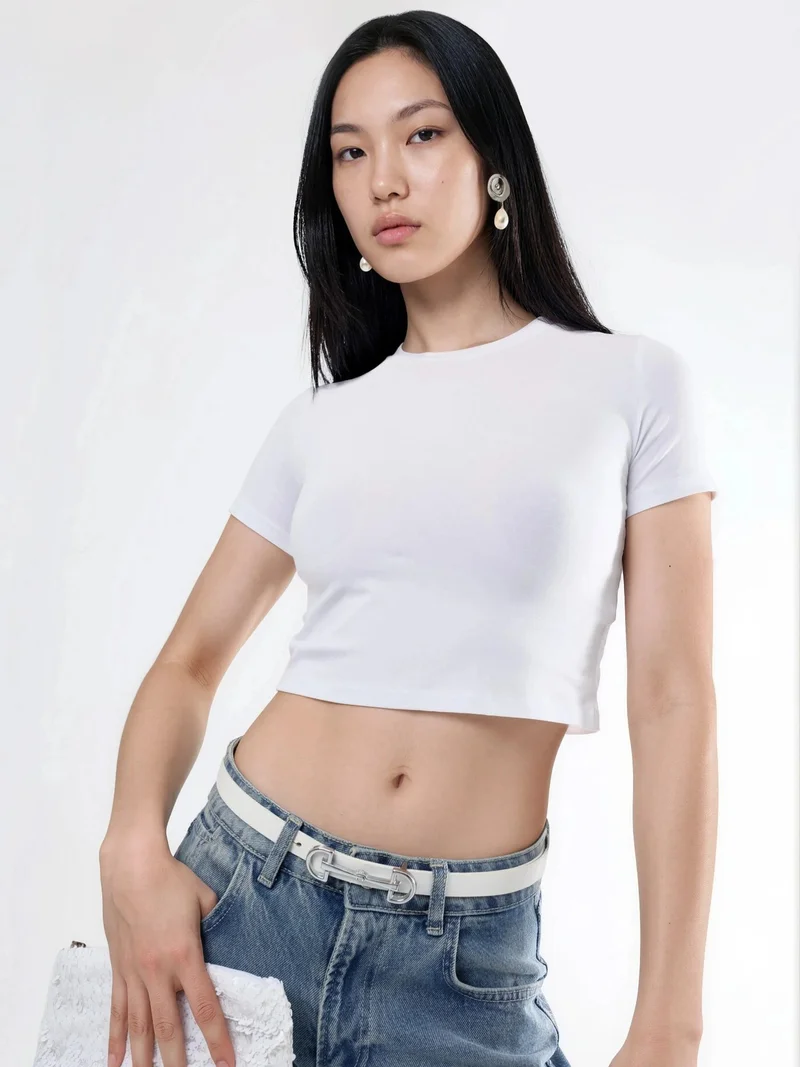 بوسيم BUSEM Crew Neck Crop T-Shirt