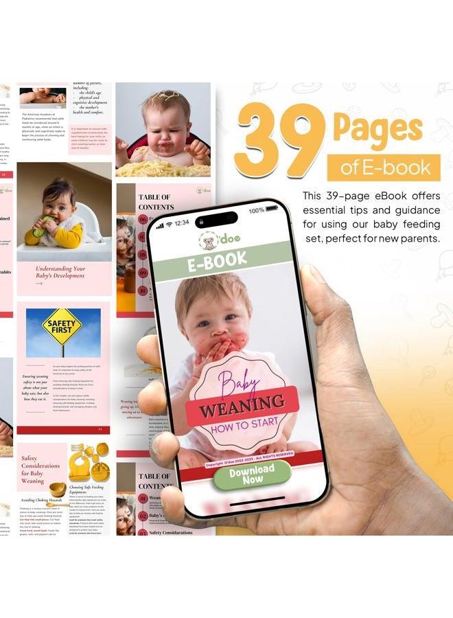 O'doe 17-Piece BPA-Free Silicone Baby Feeding Set | Thick & Soft Suction Plates, Baby Bowls, Wooden Fork & Spoon, and More | Make Mealtime Fun and Easy for Your Little One (Yellow, V2) - Image 5