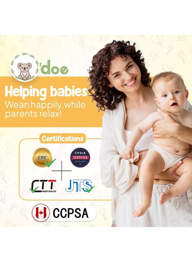 O'doe 17-Piece BPA-Free Silicone Baby Feeding Set | Thick & Soft Suction Plates, Baby Bowls, Wooden Fork & Spoon, and More | Make Mealtime Fun and Easy for Your Little One (Yellow, V2) - Image 2