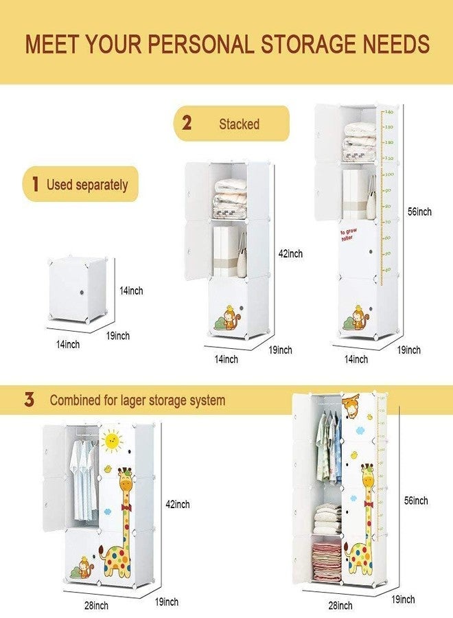 ELINDOR Kids Plastic Wardrobe for Clothes, Foldable Plastic Almirah for Clothe, Collapsible Wardrobe for Storage, Baby Cupboard for Clothes, Storage Rack for Kids - (Blue, 6 Door) (White, 12 Door) - Image 2