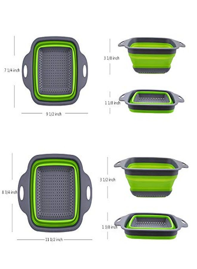 YUDONG 2-Pack Collapsible Colanders with Handles with Extendable 9-1/2 Inch &11-1/2 Inch Folding Kitchen Vegetable Basket Handles Perfect for Draining Pasta Vegetable fruit - Image 4