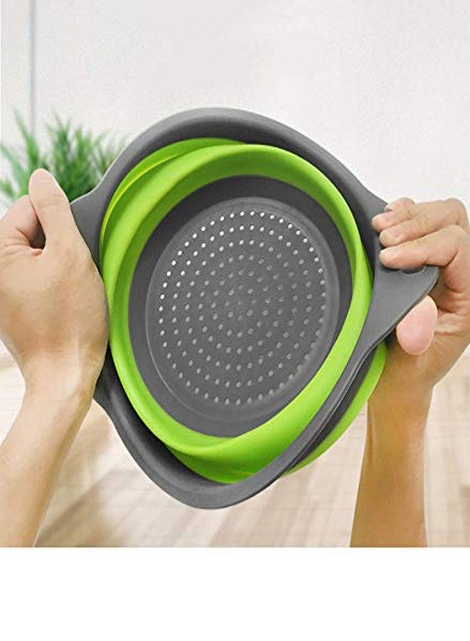 YUDONG 2-Pack Collapsible Colanders with Handles with Extendable 9-1/2 Inch &11-1/2 Inch Folding Kitchen Vegetable Basket Handles Perfect for Draining Pasta Vegetable fruit - Image 3