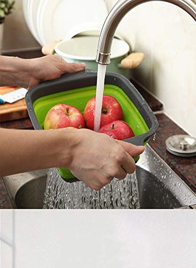 YUDONG 2-Pack Collapsible Colanders with Handles with Extendable 9-1/2 Inch &11-1/2 Inch Folding Kitchen Vegetable Basket Handles Perfect for Draining Pasta Vegetable fruit - Image 5