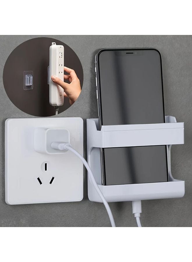 3pcs Wall Mounted Adhesive Phone Charger Stand Remote Control Storage Box - Image 2