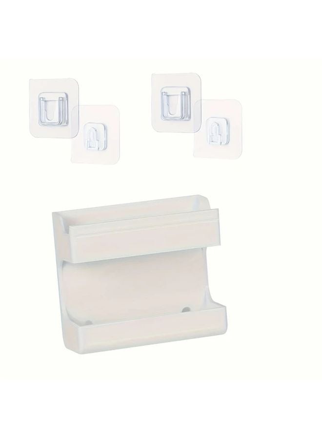 3pcs Wall Mounted Adhesive Phone Charger Stand Remote Control Storage Box - Image 1