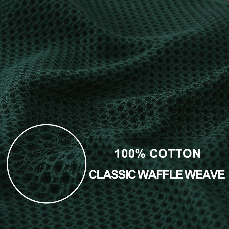 Homaxy 100% Cotton Waffle Weave Kitchen Dish Towels, Ultra Soft Absorbent Quick Drying Cleaning Towel, 13 x 28 Inches, 6-Pack, Blackish Green - Image 2