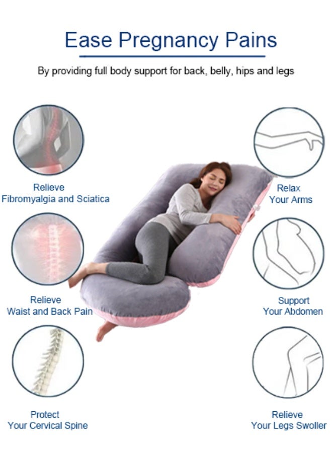 MissTiara Pregnancy Sleep Pillow, Ergonomic U-Shaped Full Body Pregnancy Pillow, U-Shaped Full Body Pregnancy Support Pillow with Removable Pillowcase, Supports Pregnant Back, Legs, Abdomen, Pregnancy Pillow for Women, High-Density PP Cotton Nursing Pillow - Image 2