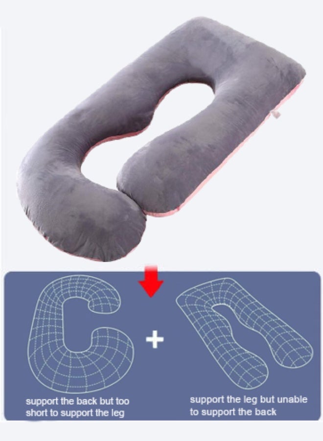 MissTiara Pregnancy Sleep Pillow, Ergonomic U-Shaped Full Body Pregnancy Pillow, U-Shaped Full Body Pregnancy Support Pillow with Removable Pillowcase, Supports Pregnant Back, Legs, Abdomen, Pregnancy Pillow for Women, High-Density PP Cotton Nursing Pillow - Image 3