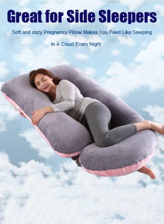 MissTiara Pregnancy Sleep Pillow, Ergonomic U-Shaped Full Body Pregnancy Pillow, U-Shaped Full Body Pregnancy Support Pillow with Removable Pillowcase, Supports Pregnant Back, Legs, Abdomen, Pregnancy Pillow for Women, High-Density PP Cotton Nursing Pillow - Image 5