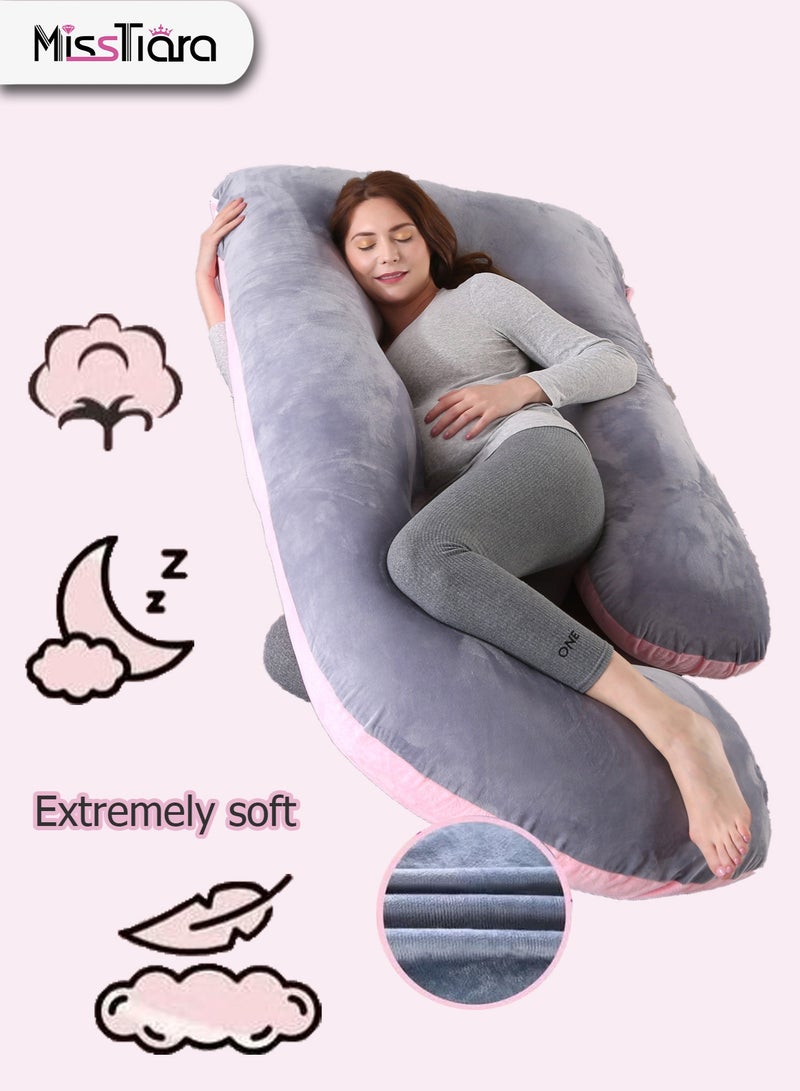 MissTiara Pregnancy Sleep Pillow, Ergonomic U-Shaped Full Body Pregnancy Pillow, U-Shaped Full Body Pregnancy Support Pillow with Removable Pillowcase, Supports Pregnant Back, Legs, Abdomen, Pregnancy Pillow for Women, High-Density PP Cotton Nursing Pillow - Image 1