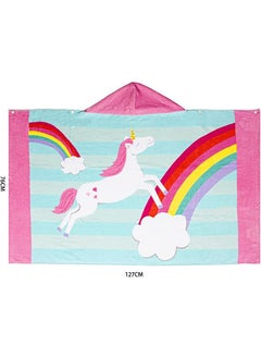 LENND Kids Hooded Bath Beach Towel,  Cotton 50"x30" Wrap, Toddlers Girls Boys 3-12 Years Coverup(Rainbow Unicorn)  - Image 5