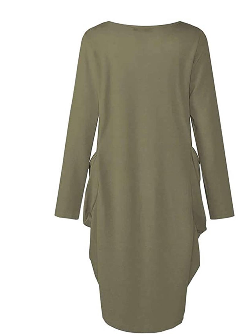 SYOSI Tshirt Dress, Nightdress, Wife Mom Boss Letters Print Cotton Long Sleeve T-Shirt Dresses Pockets Women's Nightdress for Summer (L) - Image 3