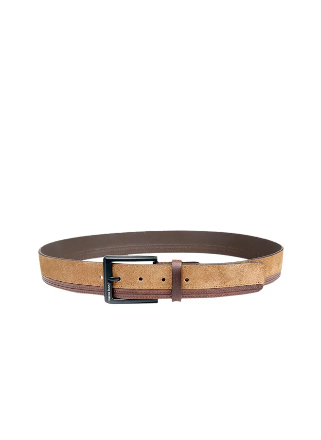 باكا بوتشي حزام رجالي جلدي بني صلب بإبزيم دبوس