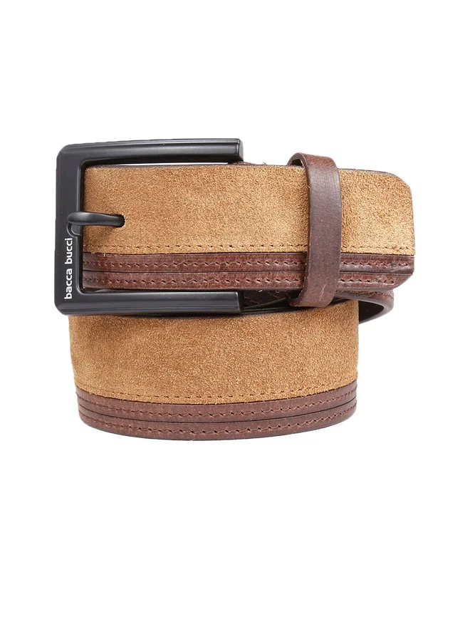 Bacca Bucci Brown Men's Brown Leather Solid Belt with Tang Closure for Men | Best Price UAE