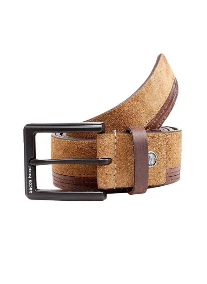 Bacca Bucci Brown Men's Brown Leather Solid Belt with Tang Closure for Men | Best Price UAE