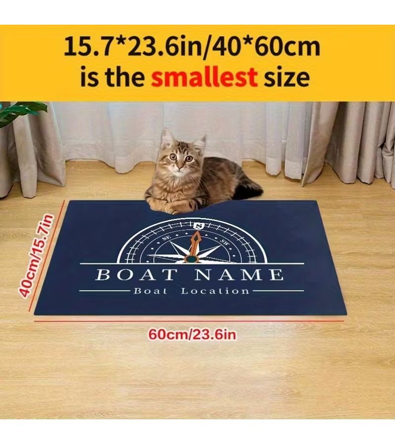 Customizable Nautical Welcome Mat With Compass And Rudder Designs In Color A Size 40X60 Cm 15.7X23.6 Inches Non Slip Backing Suitable For Living Room Bedroom Bathroom Soft Durable Machine Washable Perfect Housewarming Gift - Image 4