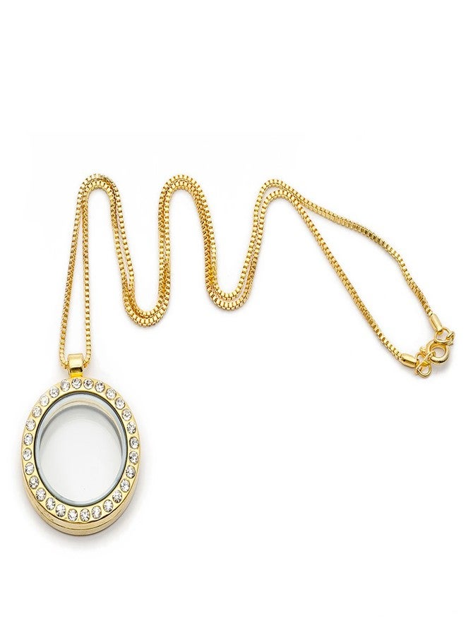 روبيكا قلادة روبيكا ليفينج ميموري فلوتينج تشارم، ميدالية زجاجية مستديرة، 20 بوصة، قطعة واحدة، لون ذهبي، كريستال أبيض - Image 1