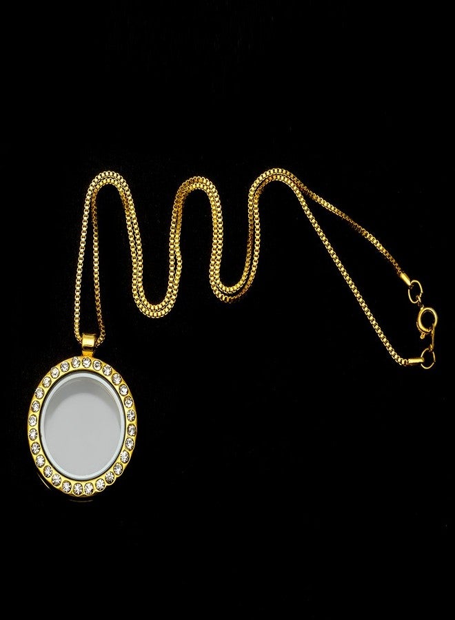 روبيكا قلادة روبيكا ليفينج ميموري فلوتينج تشارم، ميدالية زجاجية مستديرة، 20 بوصة، قطعة واحدة، لون ذهبي، كريستال أبيض - Image 3